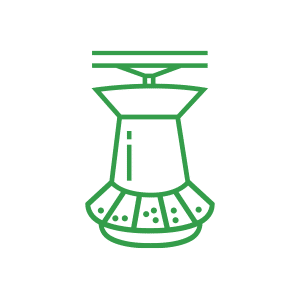 Green outline icon of a Poultry Equipment